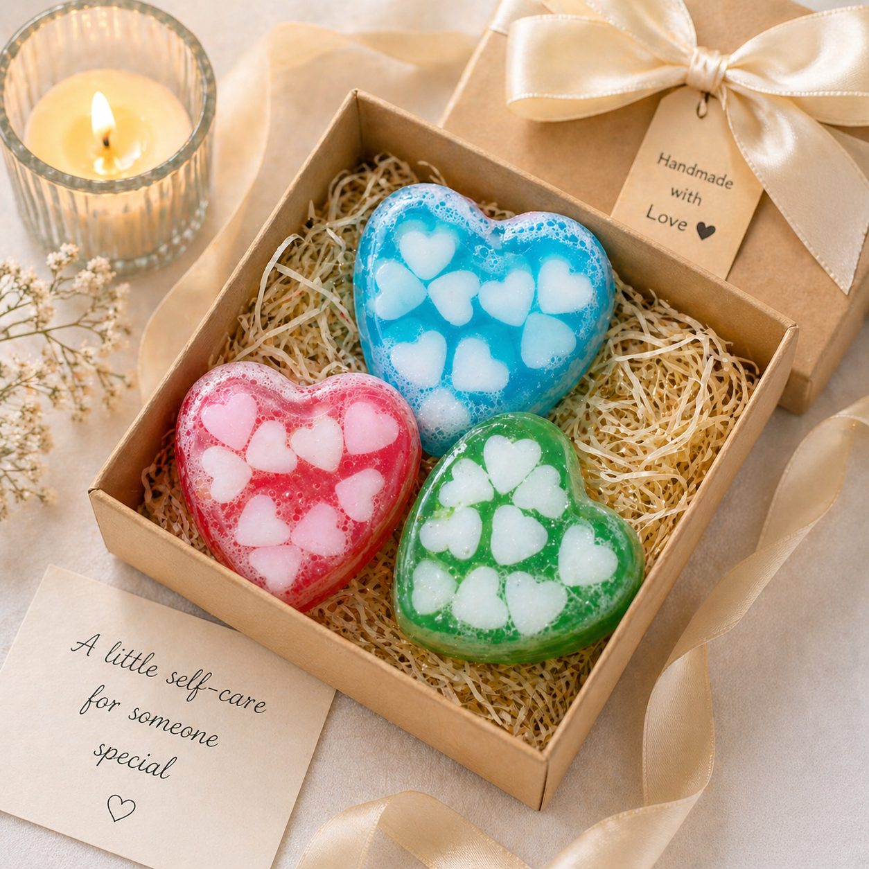 Glycerine Soap with Coconut Milk Heart Inserts