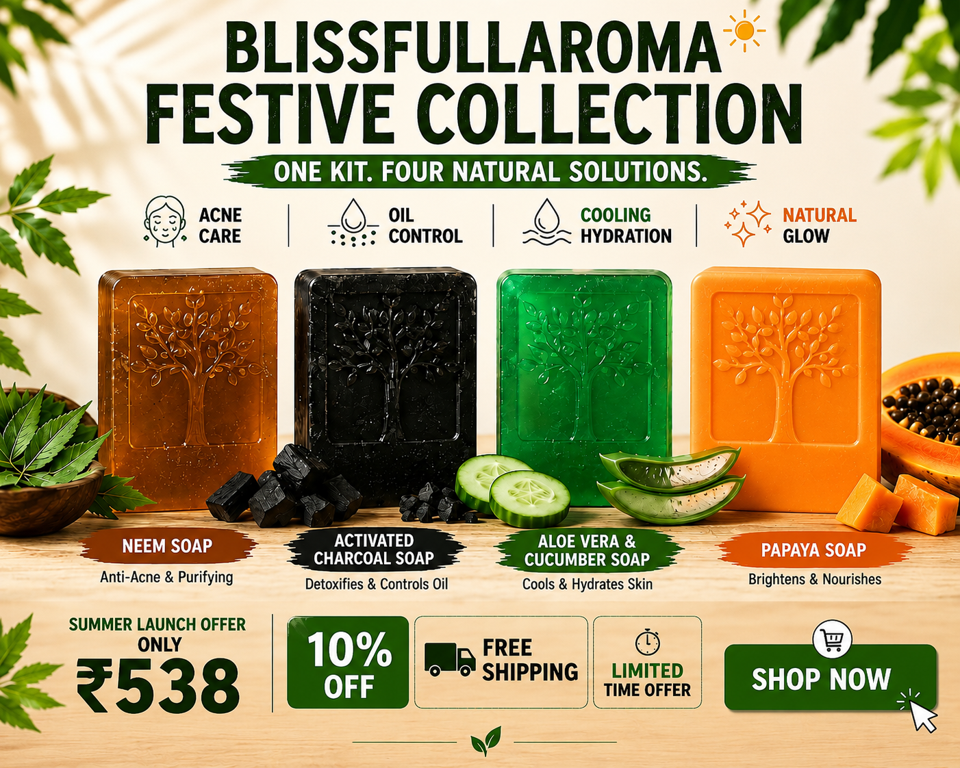 Handmade Blissfullaroma Summer Special Soap Kit