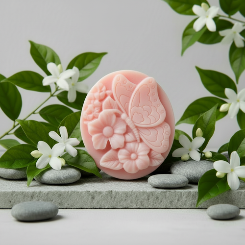 Pink Butterfly Floral Soap