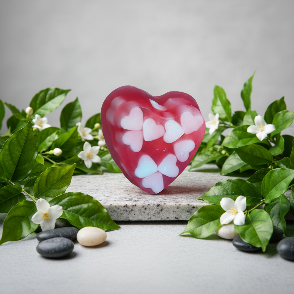 Red Heart Glycerine Soap with White Heart Embeds