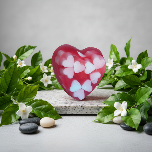 Red Heart Glycerine Soap with White Heart Embeds